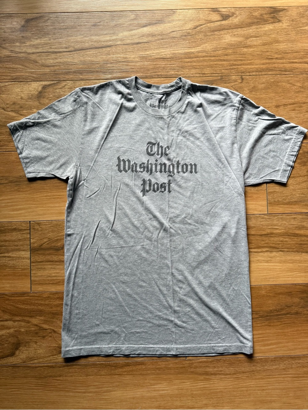 The Washington Post Newspaper T-Shirt Soft Gray Logo Tee Size Medium
